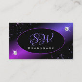 ブラックピンクパープルグリッタースターズジュエリーイニシャル 名刺 (正面)