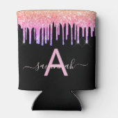 ブラックピンクパープルグリッタードリップモノグラム 缶クーラー (裏面)