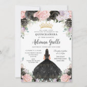 ブラックピンクパープルフローラ金ゴールドキンセアニェラスイーツ16 招待状 (正面)