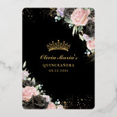 ブラックピンクパープルフローラ金ゴールドキンセアニェラスイーツ16 箔招待状 (裏面)