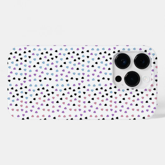 ブラックピンクパープルブルーハートモノグラムパターン Case-Mate iPhoneケース (裏面 (横))