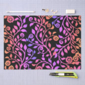 ブラックピンクパープル渦巻形のフローラルパターンクラス 薄葉紙 (クラフト)