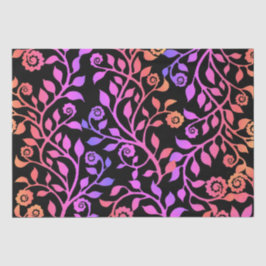 ブラックピンクパープル渦巻形のフローラルパターンクラス 薄葉紙