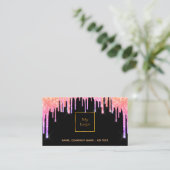 ブラックピンクパープルQRコードグリッター乾燥 名刺 (スタンド正面)