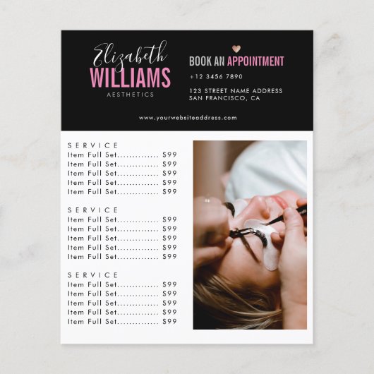 ブラックピンクビューティーサロンチラシ チラシ (正面)