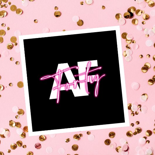 ブラックピンクフォーティAF 40th誕生日紙ナプキンス スタンダードランチョンナプキン