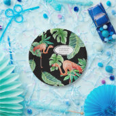 ブラックピンクフラミンゴブライダルシャワーデコールウォータカラー ペーパープレート (パーティー)