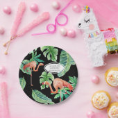 ブラックピンクフラミンゴブライダルシャワーデコールウォータカラー ペーパープレート (パーティー)