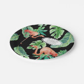 ブラックピンクフラミンゴブライダルシャワーデコールウォータカラー ペーパープレート (アングル)