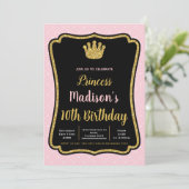 ブラックピンクフラムクラウンプリンセス招待状 招待状 (スタンド正面)