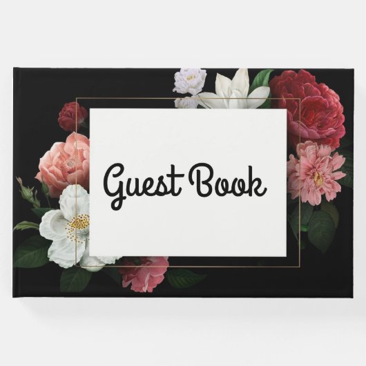 ブラックピンクフローラエレガントヴィンテージ ゲストブック (正面)