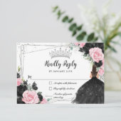 ブラックピンクフローラシルバープリンセスガウンキンセアニラ 出欠カード (スタンド正面)