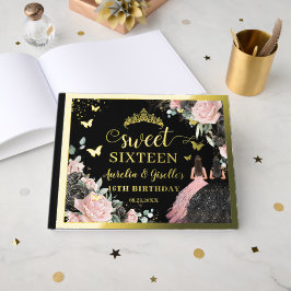 ブラックピンクフローラツインズSweet sixteen16誕生日 ゲストブック