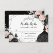 ブラックピンクフローラプリンセスシルバーキンセアニラ 出欠カード (正面/裏面)