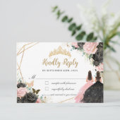 ブラックピンクフローラプリンセスツインズキンセアニラ返信 出欠カード (スタンド正面)