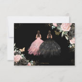 ブラックピンクフローラプリンセスツインズキンセアニラ返信 出欠カード (裏面)