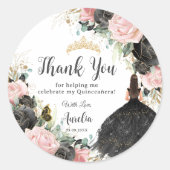 ブラックピンクフローラプリンセスドレス金ゴールドキンセアニラ ラウンドシール (正面)