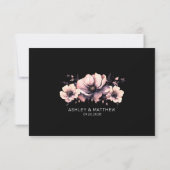 ブラックピンクフローラ結婚式RSVPカード ノートカード (裏面)