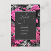 ブラックピンクフローラ |シックモダンボタニカル結婚ズ エンクロージャーカード (正面)
