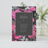 ブラックピンクフローラ |シックモダンボタニカル結婚ズ エンクロージャーカード (スタンド正面)