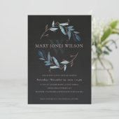 ブラックピンクブルーの茎葉リースベビーシャワーカード サンキューカード (スタンド正面)