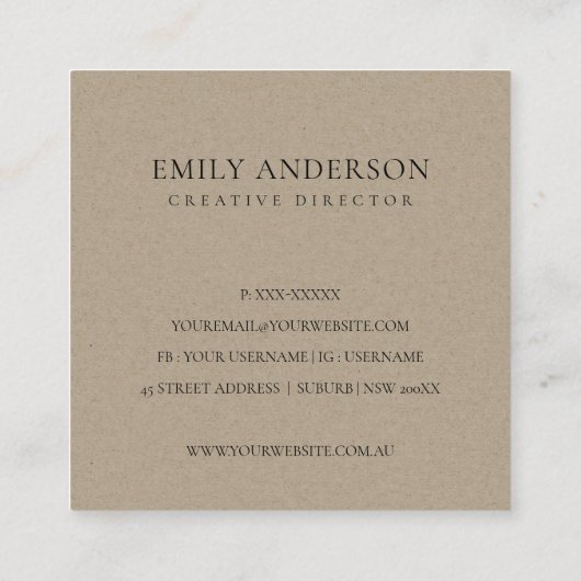 ブラックピンクブルーファワイニシャルリースプロフェッショナル スクエア名刺 (裏面)