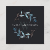 ブラックピンクブルーファワイニシャルリースプロフェッショナル スクエア名刺 (正面)