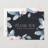 ブラックピンクブルーフローラウォーター結婚カラーありがとう ポストカード (正面/裏面)