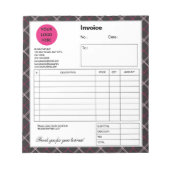 ブラックピンクプレイド会社ビジネスショップインボイス ノートパッド (正面)