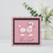 ブラックピンクプードルベビーシャワー招待状 招待状 (スタンド正面)