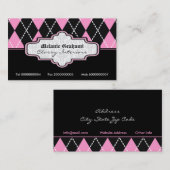 ブラックピンクホワイトアーガイルトレンディー名刺 名刺 (正面/裏面)