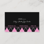 ブラックピンクホワイトアーガイルトレンディー名刺 名刺 (裏面)