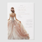 ブラックピンクホワイトグラムガウンブライダルシャワー招待状 ベラム紙招待状 (正面)