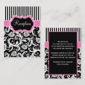 ブラックピンクホワイトストライプダマスク格納装置カード エンクロージャーカード (正面/裏面)