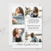 ブラックピンクホワイトハローフォトコラージュスウィート16 招待状 (裏面)