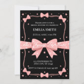 ブラックピンクボウズ彼女が結ぶノットブライダルシャワー 招待状 (正面)