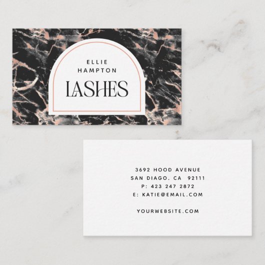 ブラックピンクマーブルアーチ美しいラッシュビジネスカード 名刺 (正面/裏面)