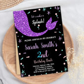 ブラックピンクマーメイドテール誕生日招待状 招待状