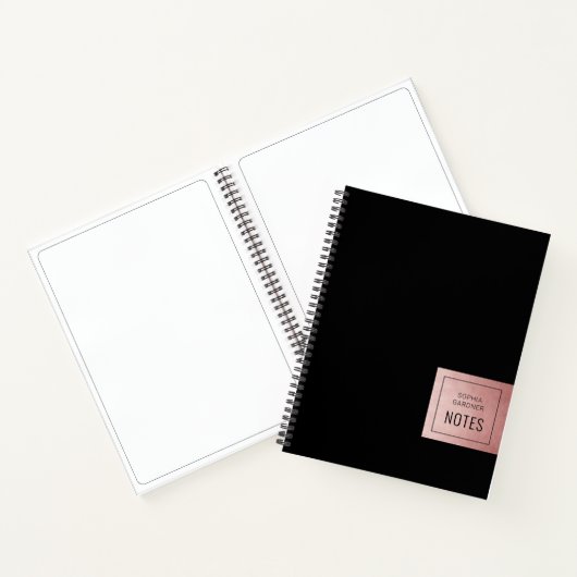 ブラックピンクミニマルパーソナライズされたリスト名ノートブック ノートブック (内部)