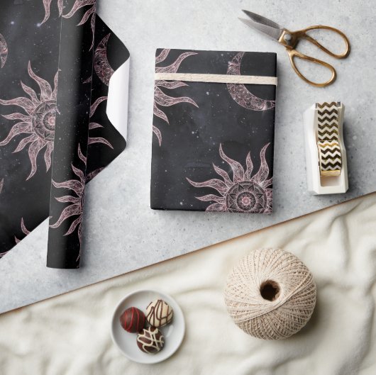 ブラックピンクムーンサンマンダラ ラッピングペーパー (クラフト)