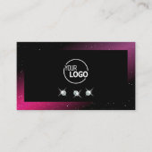 ブラックピンクモダンパープルスパークルダイヤモンド追加ロゴ 名刺 (正面)