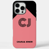 ブラックピンクモノグラムのイニシャル Case-Mate iPhoneケース (裏面)