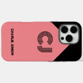 ブラックピンクモノグラムのイニシャル Case-Mate iPhoneケース (裏面 (横))