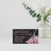 ブラックピンクラグジュアリークリーニングサービスメイドジャニカ 名刺 (スタンド正面)