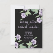ブラックピンクラベンダーグリーンフローラ春の結婚式 招待状 (正面)