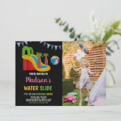 ブラックピンクレッドパープルフォトウォータースライド 招待状 (スタンド正面)