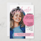 ブラックピンクレトロアーチフォト卒業 招待状 (正面)