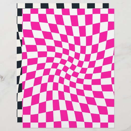 ブラックピンクレトロ市松模様にチェックスクラップブック紙 (正面/裏面)