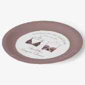 ブラックピンクレースウォーターカラーランジェリーブライダルシャワー ペーパープレート (アングル)