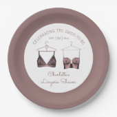 ブラックピンクレースウォーターカラーランジェリーブライダルシャワー ペーパープレート (正面)